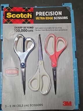 Scotch Precision Ultra Edge Scissors - Blue, White, Pink - 3-Pack